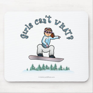 Red Female Snowboarder Mouse Mat