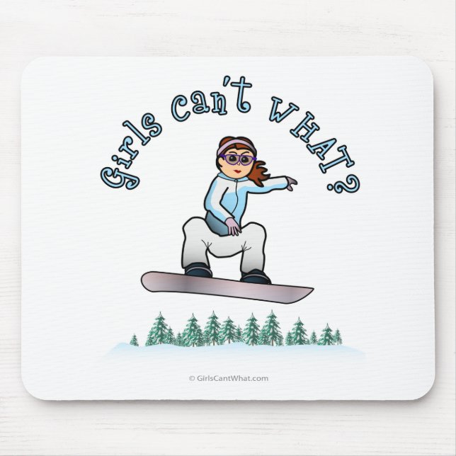 Red Female Snowboarder Mouse Mat (Front)