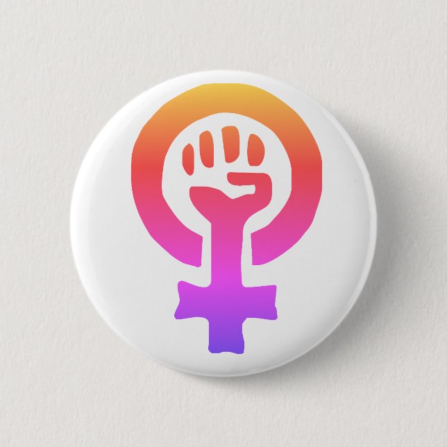 Red Feminism Symbol 6 Cm Round Badge (Front)
