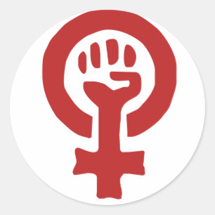 Red Feminism Symbol Classic Round Sticker