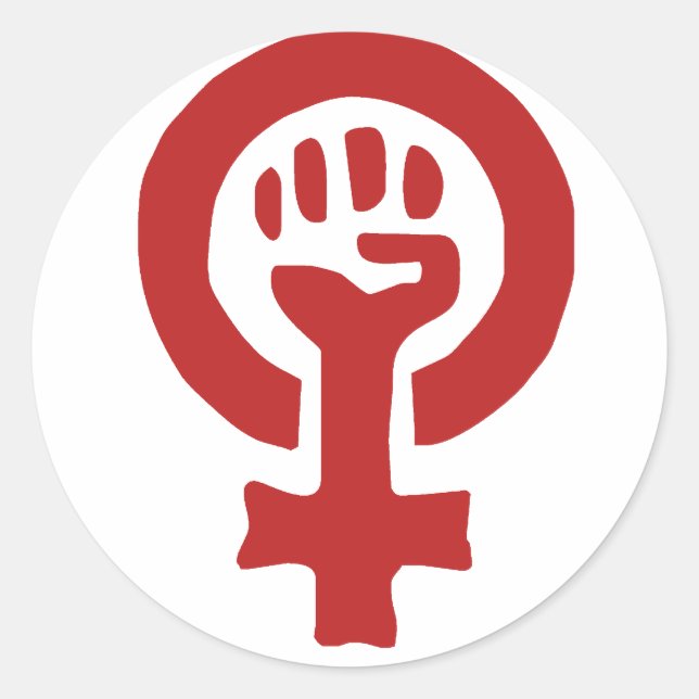 Red Feminism Symbol Classic Round Sticker (Front)
