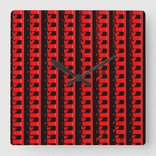 Red Fence Square Wall Clock