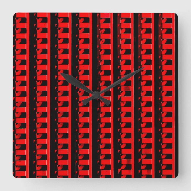 Red Fence Square Wall Clock (Front)