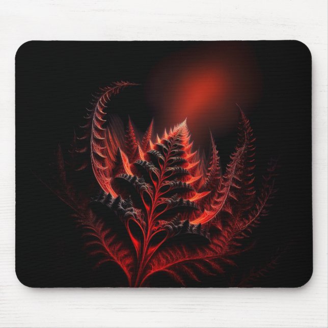 Red Fern Like Fractal Stretching Up Into The Sky Mouse Mat (Front)