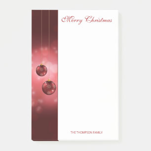 Red Festive Christmas Baubles With Custom Text Post-it Notes
