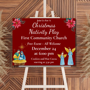 Red Festive Christmas Church Event Promo  Poster