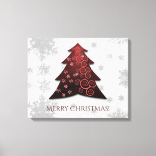 Red Festive Christmas Tree Canvas Print
