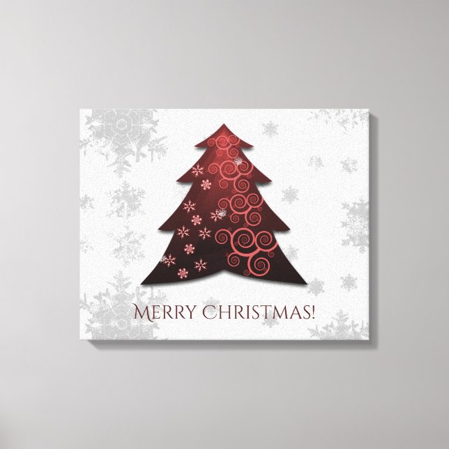 Red Festive Christmas Tree Canvas Print (Front)