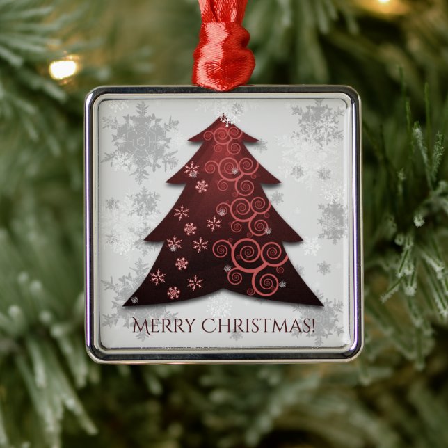 Red Festive Christmas Tree Ceramic Ornament (Tree)
