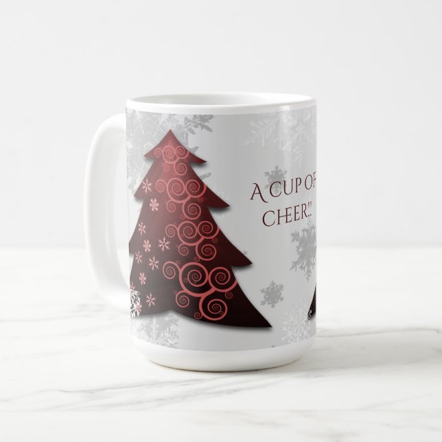 Red Festive Christmas Tree Coffee Mug (Front Left)