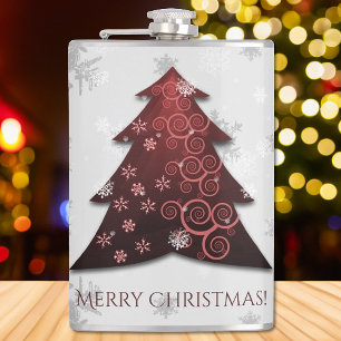 Red Festive Christmas Tree Flask