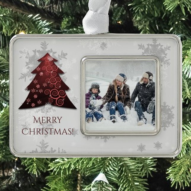 Red Festive Christmas Tree Framed Ornament (Red Festive Christmas Tree Framed Ornament)