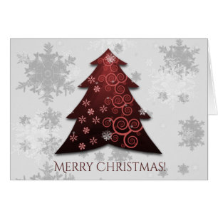 Red Festive Christmas Tree Greeting Card