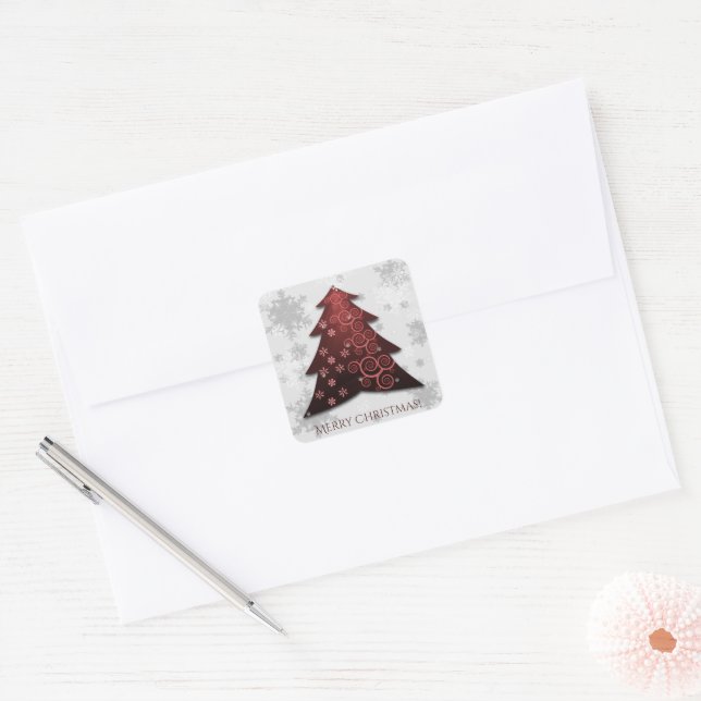 Red Festive Christmas Tree Sticker (Envelope)