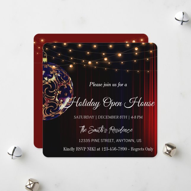 Red festive elegance of the lamp holiday card (Front/Back In Situ)