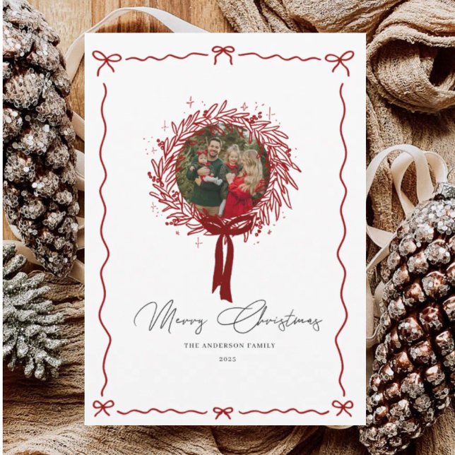 Red Festive Family Photo Christmas Card (Creator Uploaded)