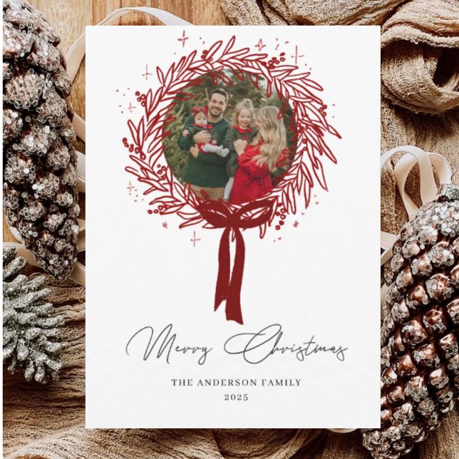 Red Festive Family Photo Christmas Card (Creator Uploaded)