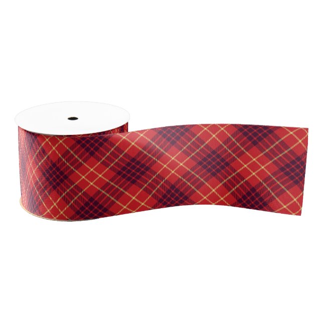 Red festive Holiday Plaid Ribbon Grosgrain Ribbon (Spool)