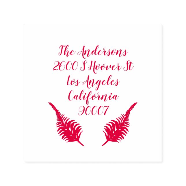 Red Festive Leaf Christmas Holiday Address Self-inking Stamp (Design)