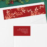 Red Festive Leafy Floral Christmas Return Address Wrap Around Label<br><div class="desc">_____________________________ ***this design is part of a christmas holiday collection*** 🎄✨ Introducing my Festive Leafy Floral Christmas Collection in Traditional Reds for the holidays! Tradition Meets Nature's Elegance! ✨🎅 Unwrap the magic of the holidays with this collection, a fusion of time-honoured Christmas cheer and the beauty of nature. 🌿🌹 Rich hues...</div>