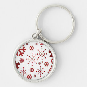 Red Festive Snowflakes Key Ring