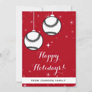 Red Festive Softball Baseball Holidays Ball Sports Holiday Card