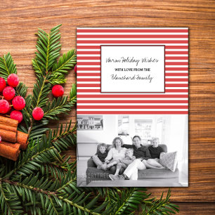 Red Festive Stripes Holiday Photo Invitation