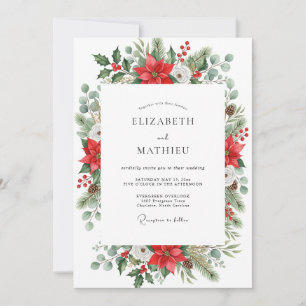 Red Festive Winter Wedding Invitation
