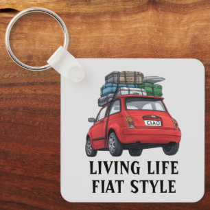 Red Fiat Car Key Ring
