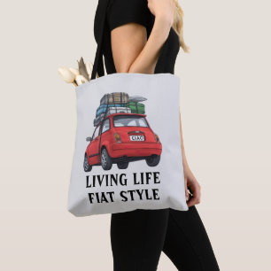 Red Fiat Car Tote Bag