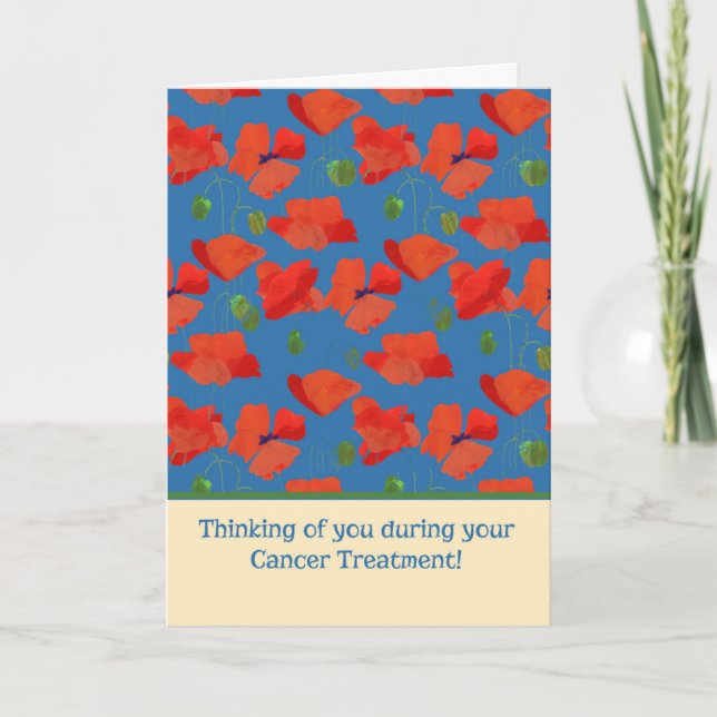 Red Field Poppies Cancer Treatment Support Card (Front)