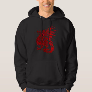 Red Fierce Dragon With Spiked Wings And Mandala Dr Hoodie