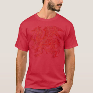 Red Fierce Dragon with Spiked Wings and Mandala Dr T-Shirt