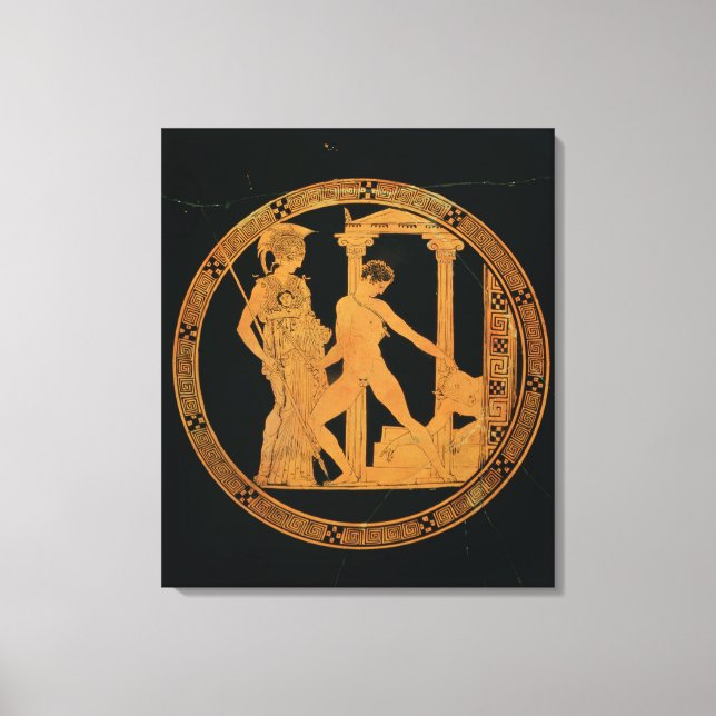 Red-figure cup depicting Athena, Theseus Canvas Print (Front)