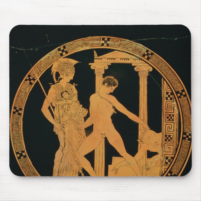 Red-figure cup depicting Athena, Theseus Mouse Mat (Front)