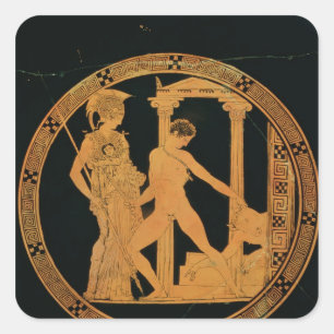 Red-figure cup depicting Athena, Theseus Square Sticker