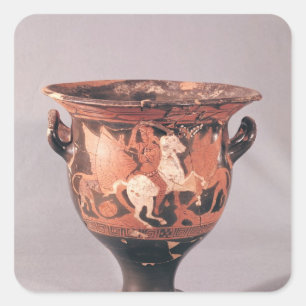 Red-figure krater depicting amazons and griffins square sticker