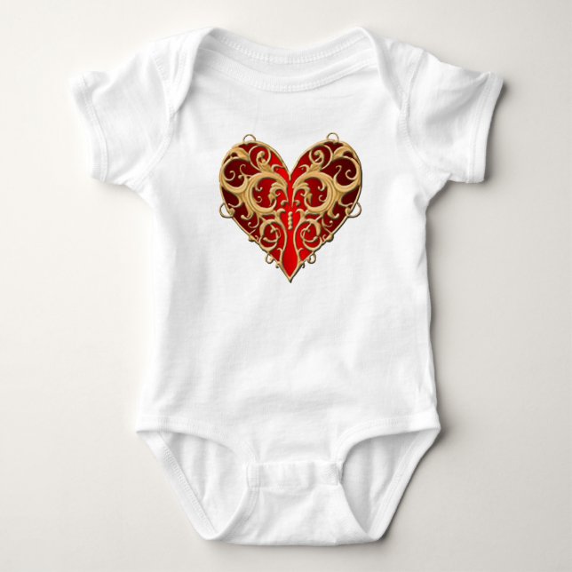 Red Filigree Heart Creeper (Front)
