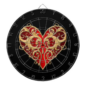 Red Filigree Heart Dart Board