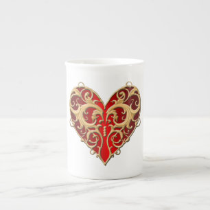 Red Filigree Heart Mug