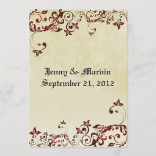 Red Filigree Wedding Invitation