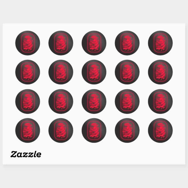 Red Fingerprint Classic Round Sticker (Sheet)