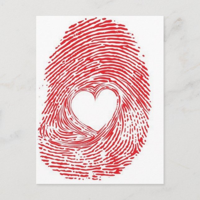 red-fingerprint-with-heart postcard (Front)