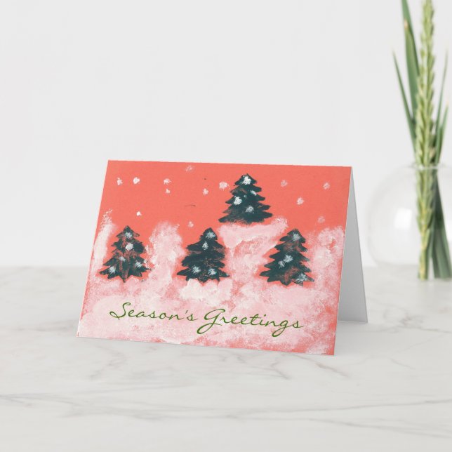 Red Fir Trees Holiday Card (Front)