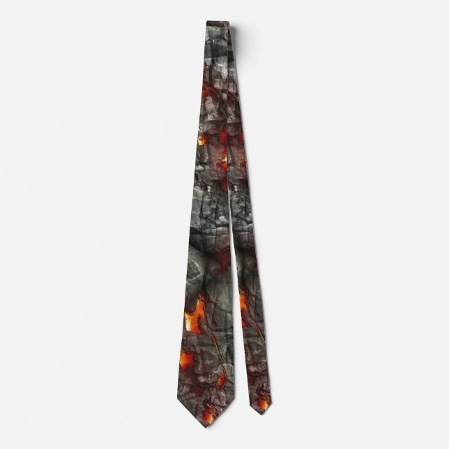 Red fire, black stone fantastic abstract texture tie (Front)