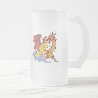 red fire-breathing dragon frosted glass beer mug