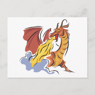 red fire-breathing dragon postcard