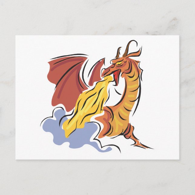 red fire-breathing dragon postcard (Front)