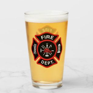 Red Fire Department Firefighter Badge Glass