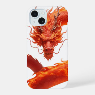 Red Fire Dragon Art Mythical Flame Dragon Design iPhone 15 Case